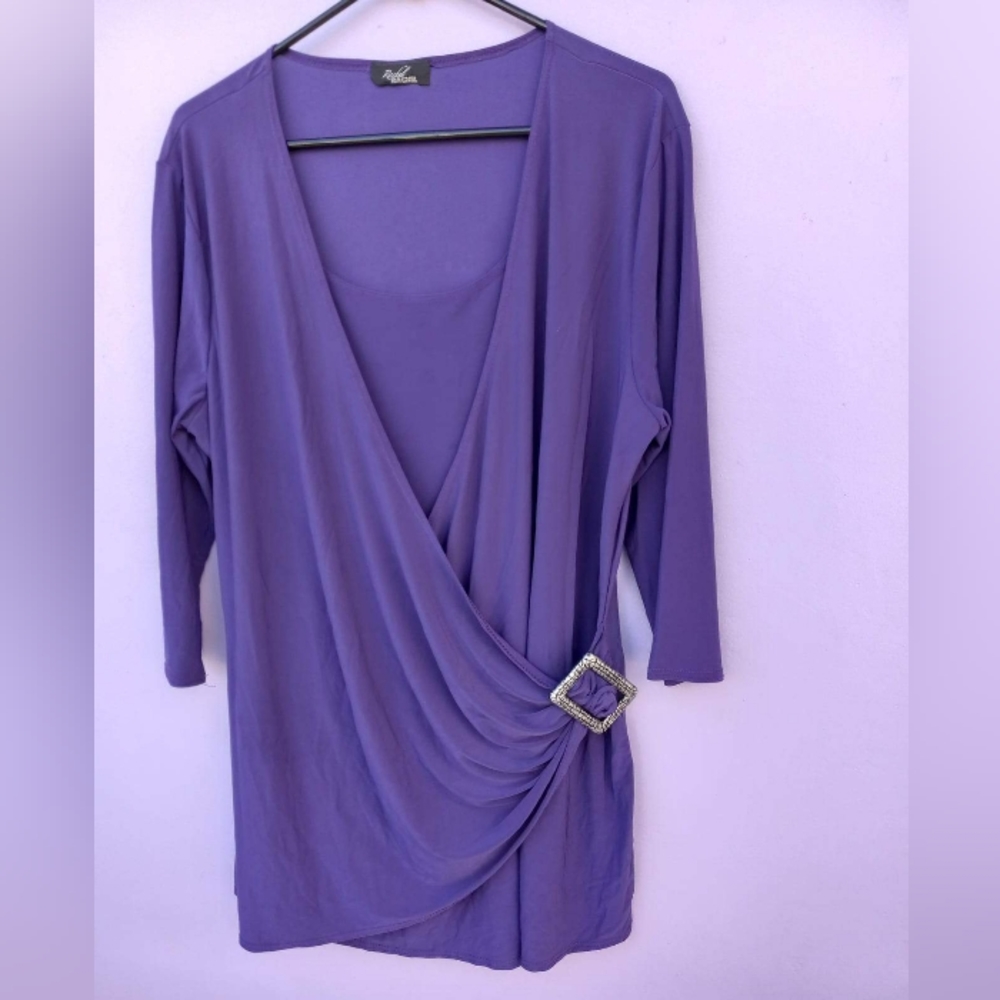 Rachel long sleeve purple blouse with buckle